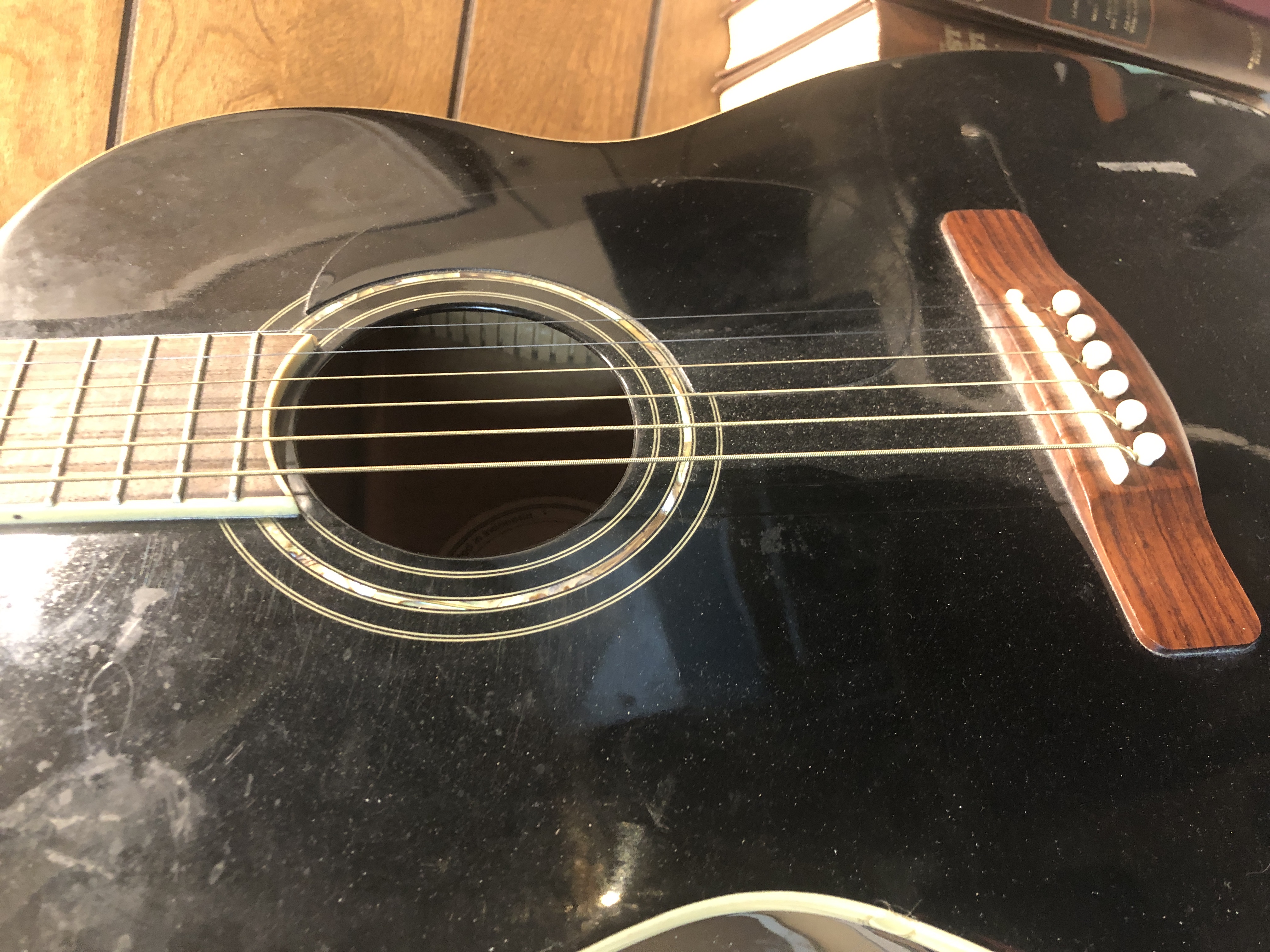 closeup of the guitar